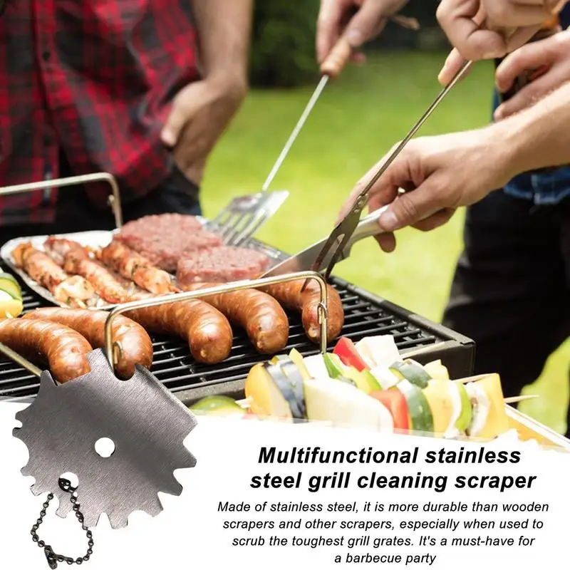 Grilling Grate Cleaning Tools Stainless Steel Cleaning Brush Scraper Gadget Cleaner For Barbeque Camping Grill Accessories