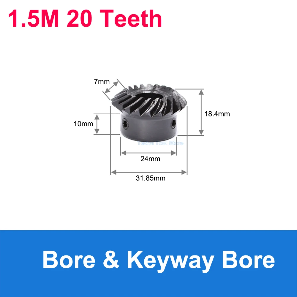 1 Pair Spiral Bevel Gear 45# Steel 1.5 Mold 20 Teeth 25 Teeth 30 Teeth 1 Set Left-hand And Right-hand Bevel Gear Keyway Bore