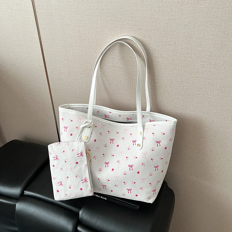 

Aesthetic Spacious Tote Bag Girls Commuter College Shoulder Bag Versatile Casual Handheld Purse Large Daily Use Arm-Carry Bag