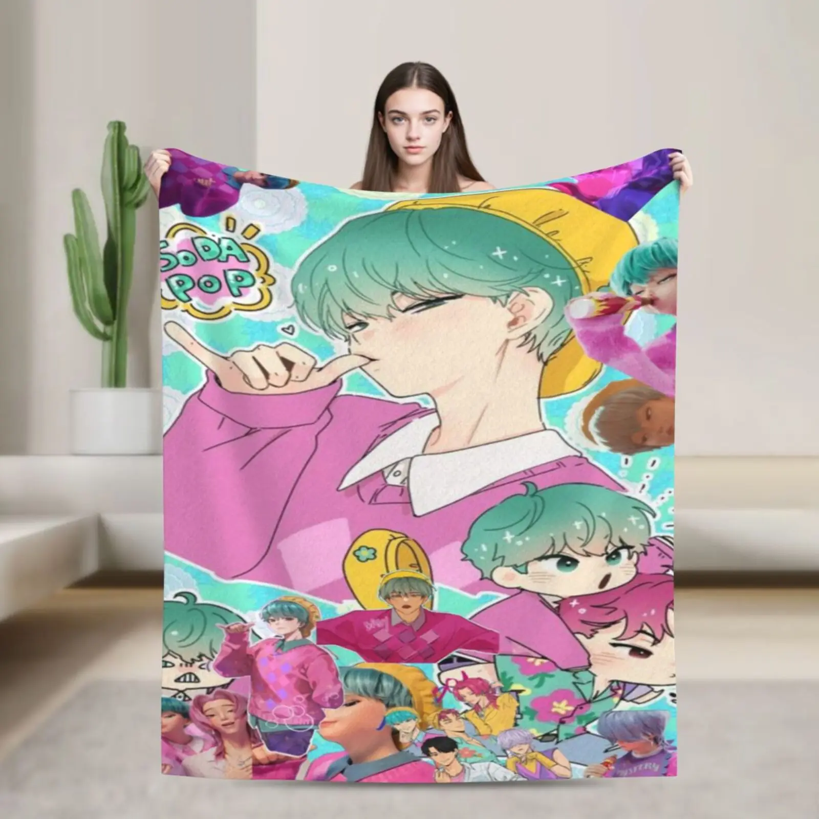 

Handsome Sajaboys Cozy Super Soft Flannel Blanket, Popular KPop Demon Hunter Anime Warm Throw Blanket For Living Room,Home Decor