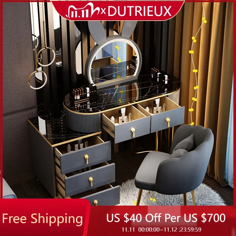 Modern Luxury Vanity Table Storage European Big Study Corner Women Organizer Dressing Table Girl Penteadeira Chinese Furniture