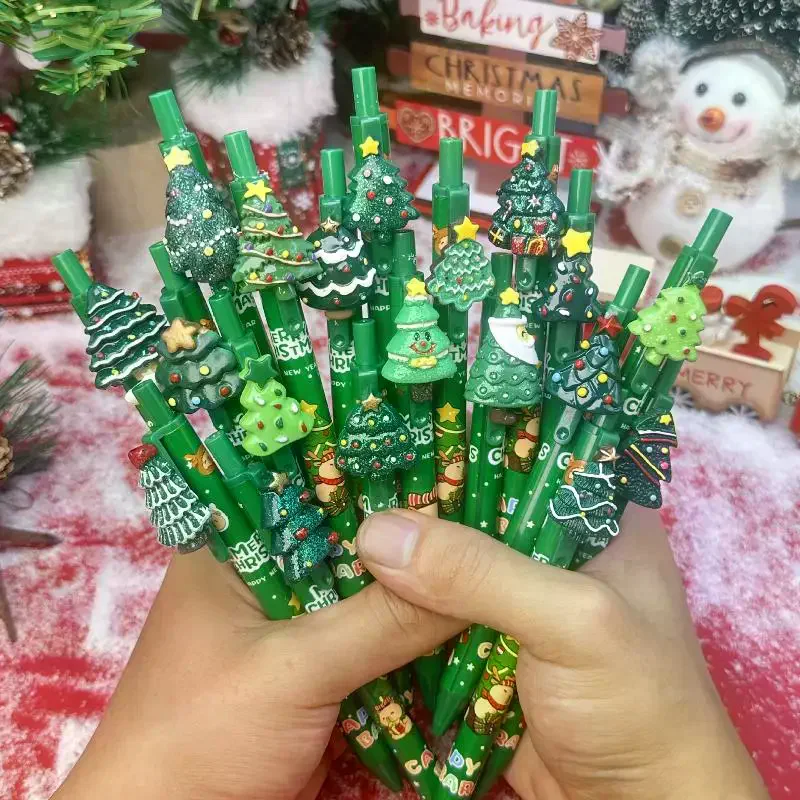 

5 шт., рождественская гелевая ручка, студенческие призы, мультяшная рождественская елка, Санта-Клаус, снеговик, гелевая ручка, креативные студенческие канцелярские принадлежности, подарок