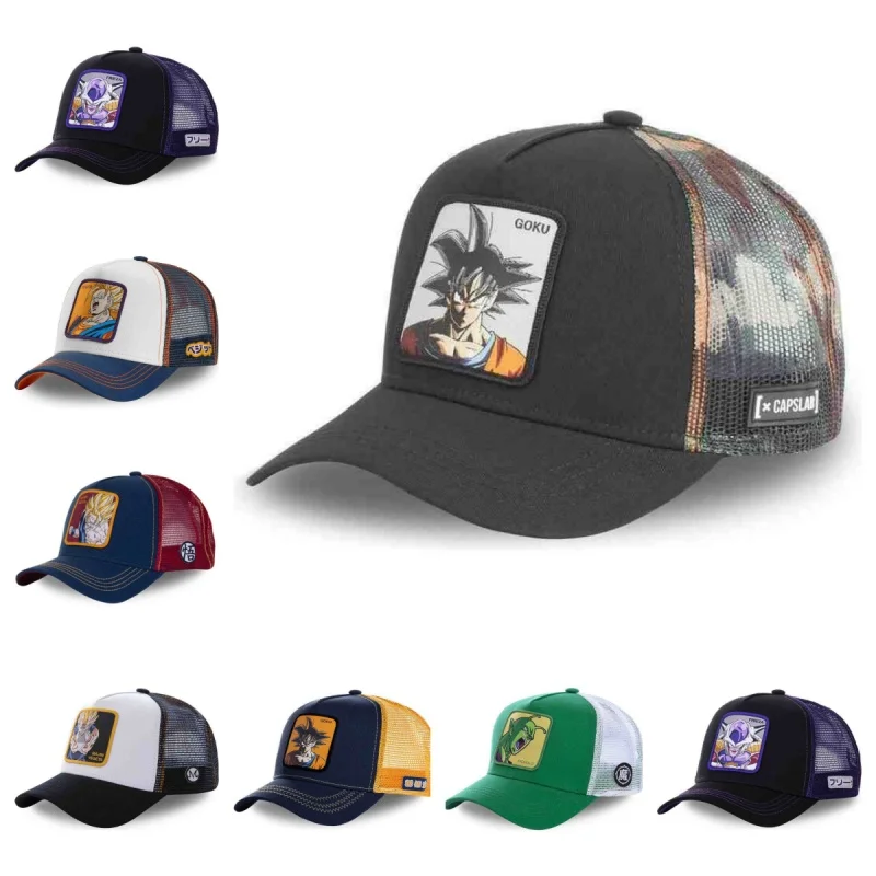 Hot  Dragon Ball Son Goku Cap Summer Travel Peaked Cap Men'S Embroidery Hip-Hop Cap Style Sun Visor Adjustable Trucker Mesh Cap