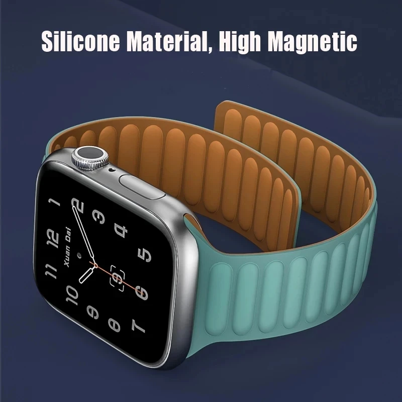 Magnetic Apple Watch Super 49mm Strap 41mm 45mm 40mm 44mm 38/42mm Silicone Chain Bracelet iWatch Series 8 7 6 SE 5 4 3 Strap