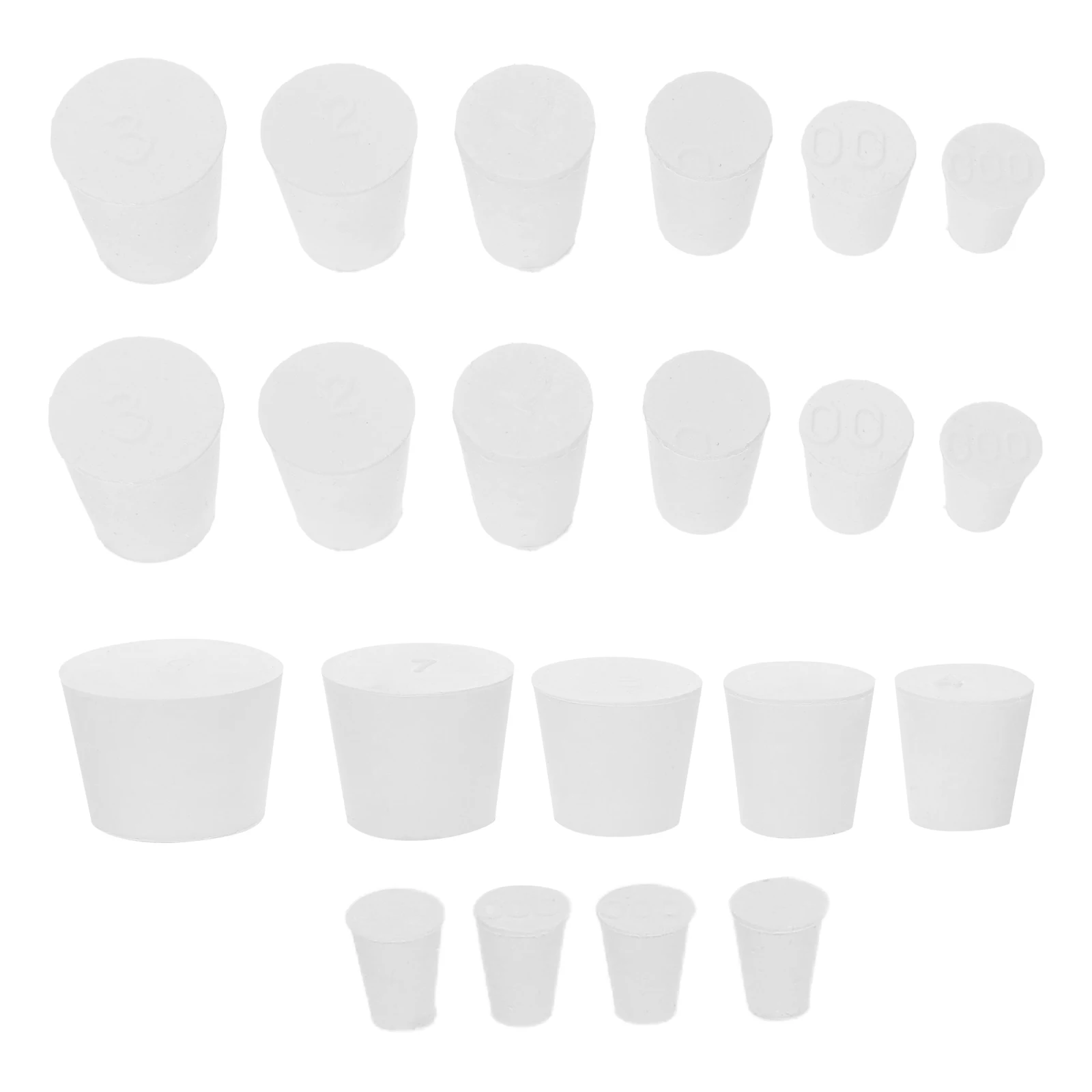 

22pcs White Conical Rubber Stopper Flexible Sealing Plugs For Lab Glass Bottles Test Tubes Flasks Waterproof Reusable