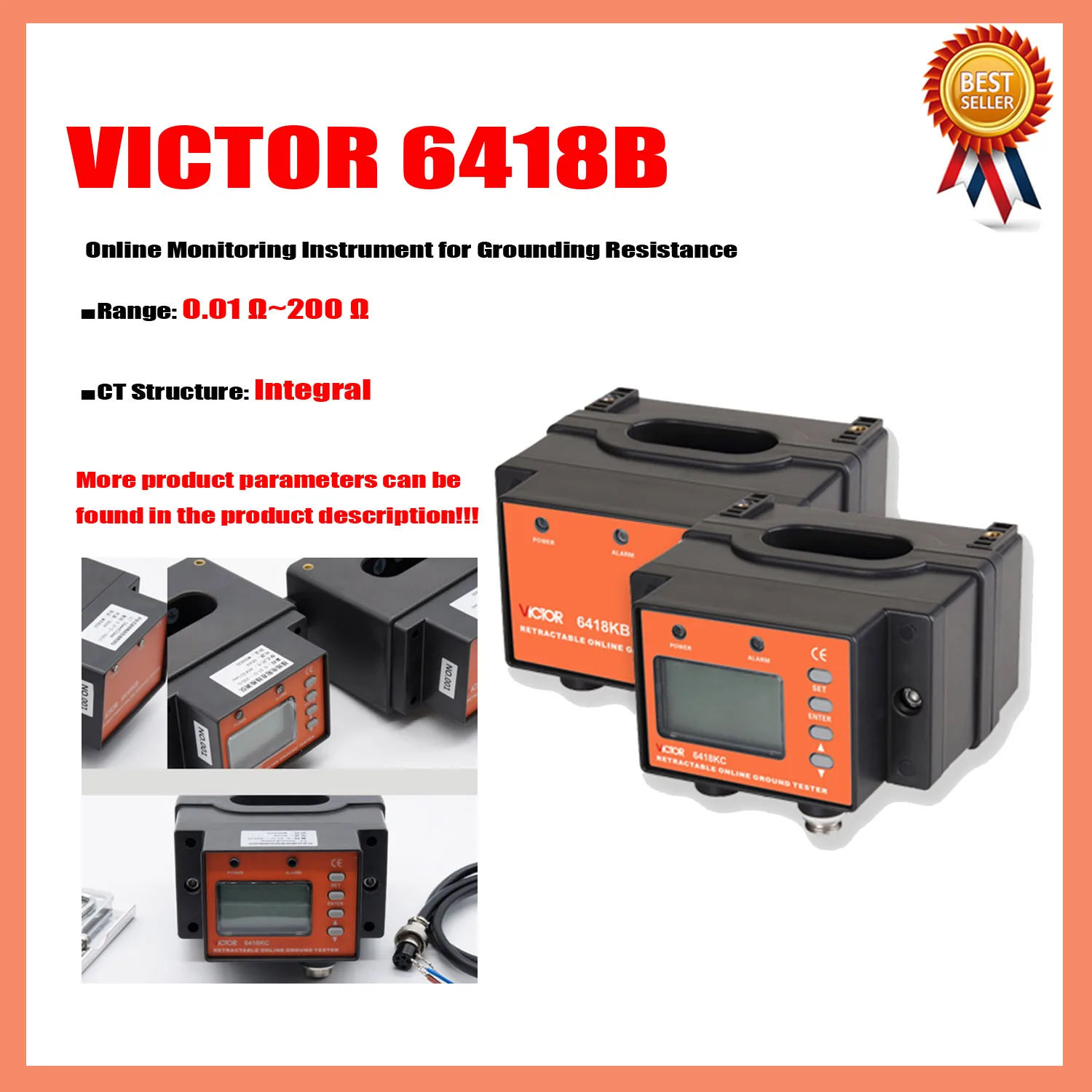 VICTOR 6418B 6418C 6418KB 6418KC On-line Grounding Resistance Monitor Non-contact Measurement Explosion-proof Circuit Resistance