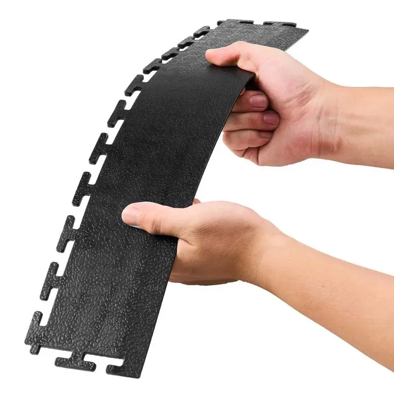 

Male Garage Floors Transition Edge Kit, 12 Edges and 4 Corners, Sturdy PVC Interlocking Modular Garage Floor Edging Slip-resi