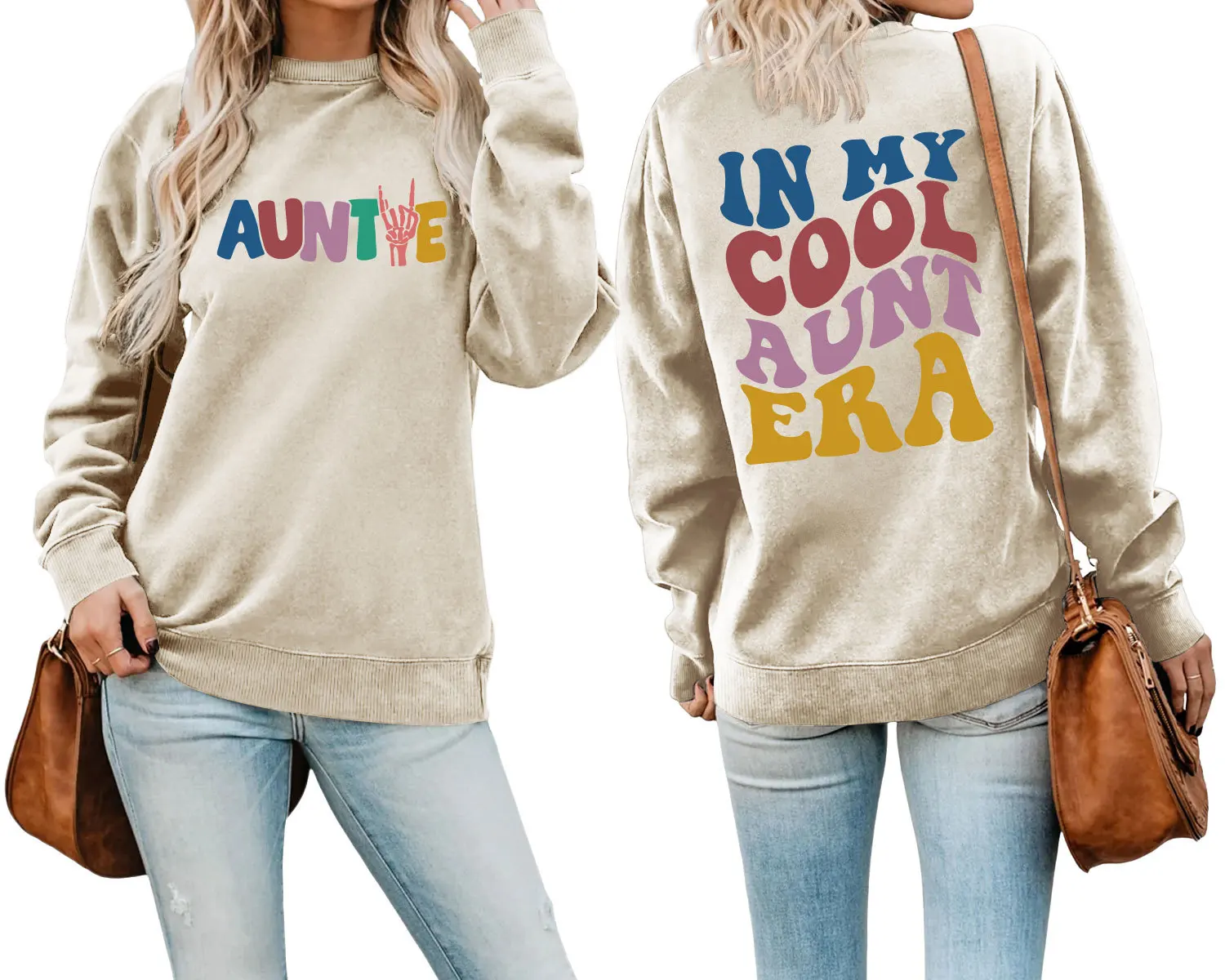 New fashion hoodie in my cool aunt era color lettering front and back print loose casual long-sleeved top