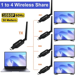 50m Wireless HDMI Extender Video Transmitter and Receiver 1x4 2 3 4 TV Display for DVD Camera Laptop PC To TV Monitor Projector