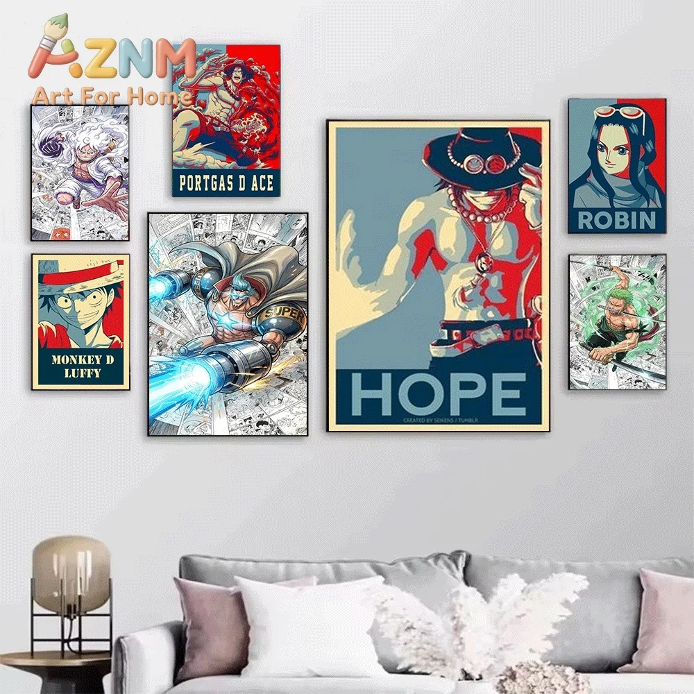 One Piece Anime Canvas Wall Art No Frame Marco Ace Luffy Manga Burst Print Poster for Bedroom Living Room Home Wall Decor Artw