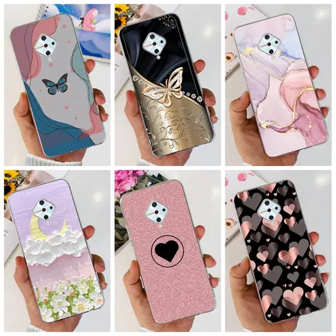 For Vivo S1 Pro 1920 Case Fashion Love Heart Butterfly Soft Silicone Phone Cover For Vivo V17 Russia V1945A S1Pro X50 Lite Funda