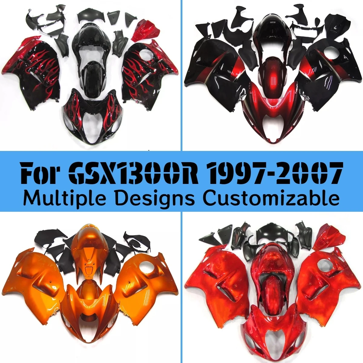 For GSX 1300R 1997-2007 Candy Red ABS Fairing Bodywork Cowl Kit GSX1300R 97-07 Motorcycle Fairings Set