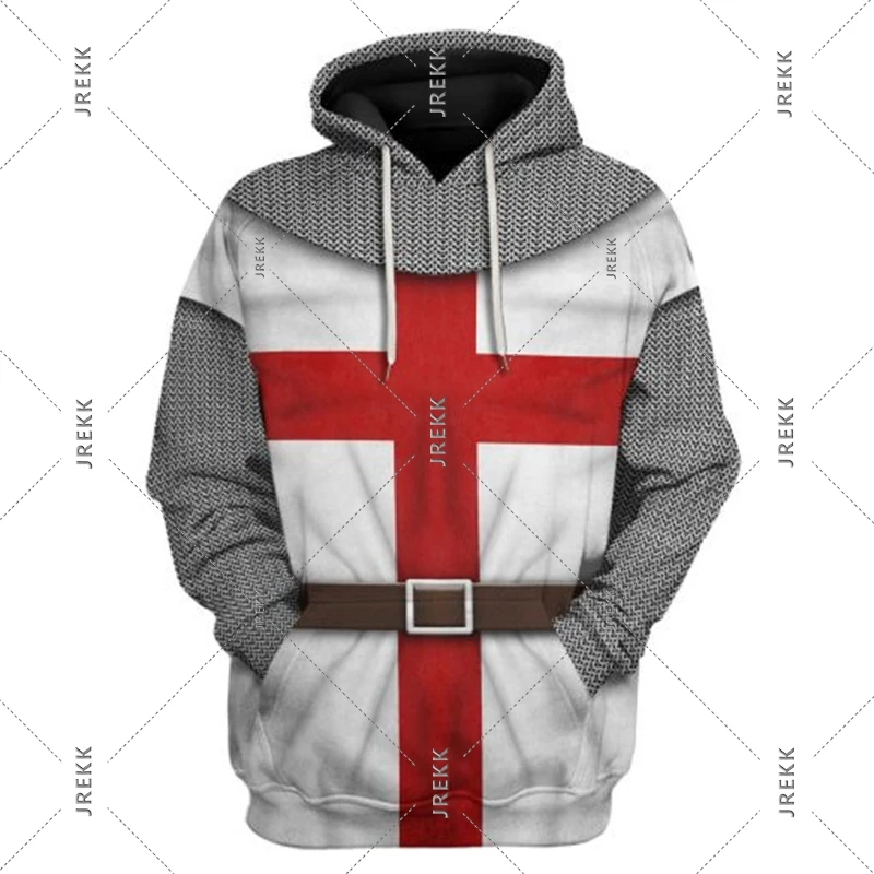 British History Theme Hoodie Men Women Armored Knight Role Playing Funny Hoodies Cross Graphic Spring Trend New Retro Sweatshirt