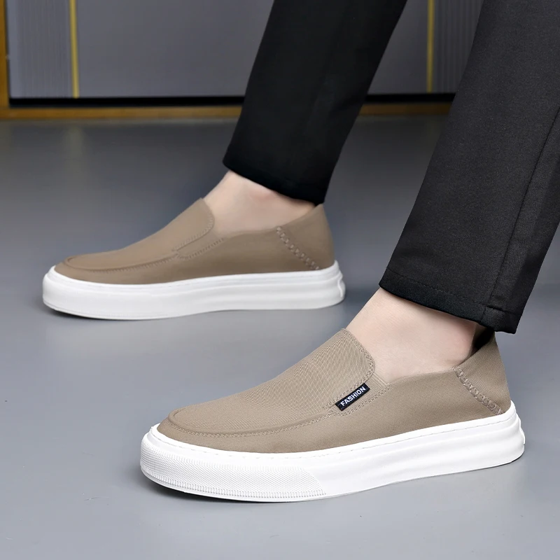 Genuine Men's Canvas Shoes with Breathable Soft Soles Trendy and Versatile Thick Soles 2024 New Old Beijing High-end Cloth