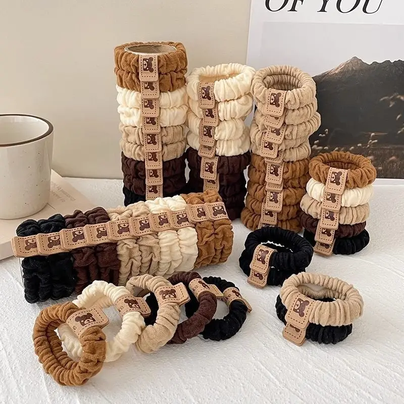 

5 шт., толстая эластичная повязка на голову с медведем, резиновая повязка для волос, прочная веревка с высоким хвостом, головные уборы для девочек, детей, женщин, аксессуары для волос