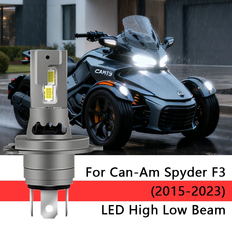 1pc LED Headlight Bulb for Can-Am Spyder F3 (2015-2023) 60W High/Low Beam Super Bright 18000LM 6000K White Light Long Life