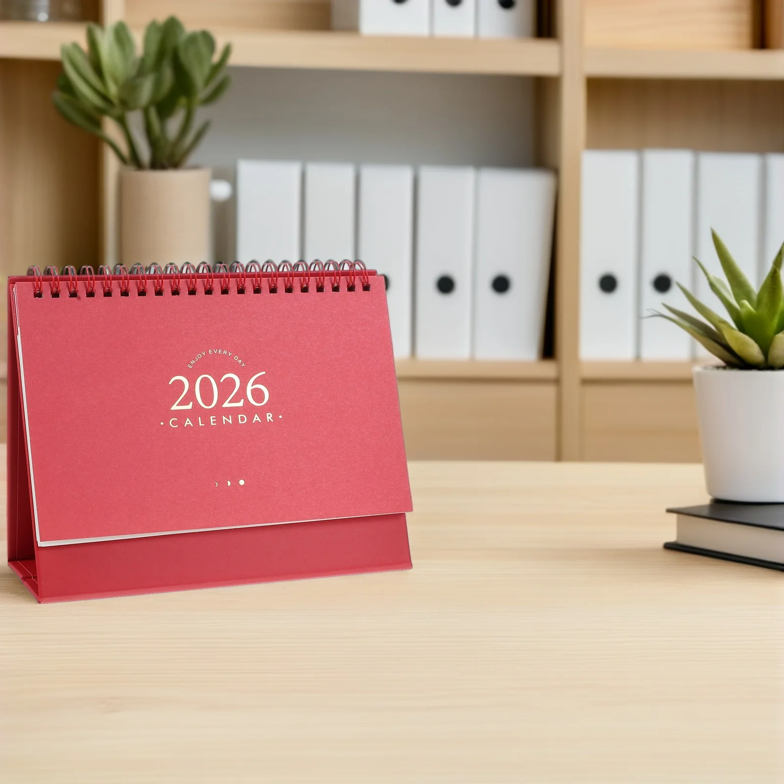 2 Stück Schreibtischkalender 2026 Vintage minimalistischer Stehpult-Flip-Kalender Tagesplaner Büro Home Study Bürokalender