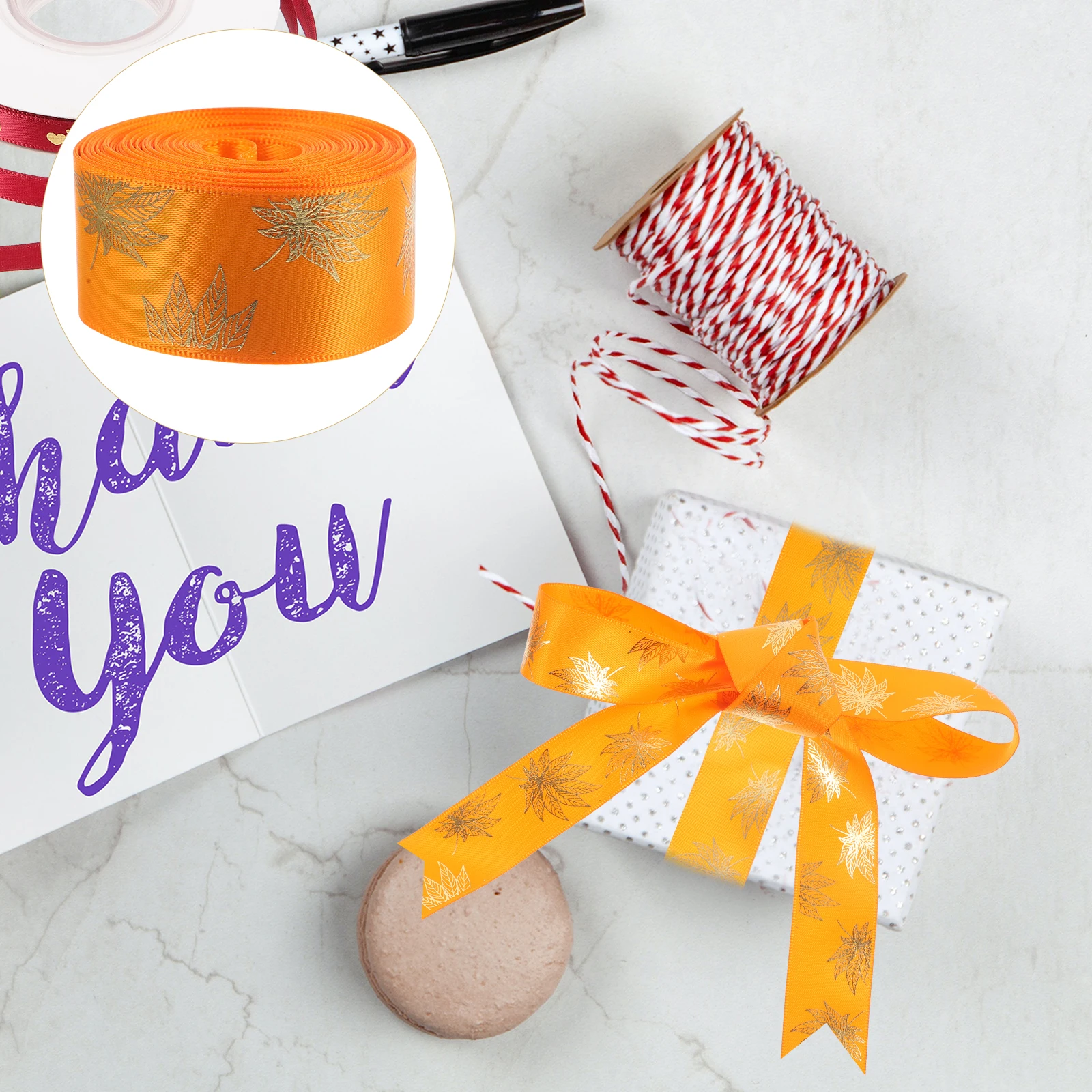 

Printed Ribbon for Crafts Autumn Wired Bows Making Packaging Ribbons Wear-resistant Gift