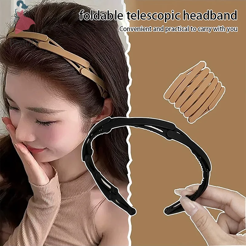 Bande de cheveux pliante portable pour femmes, bande de sauna coordonnante, bandeau de lavage du visage pour filles, accessoires pour cheveux, bande de sauna rétractable