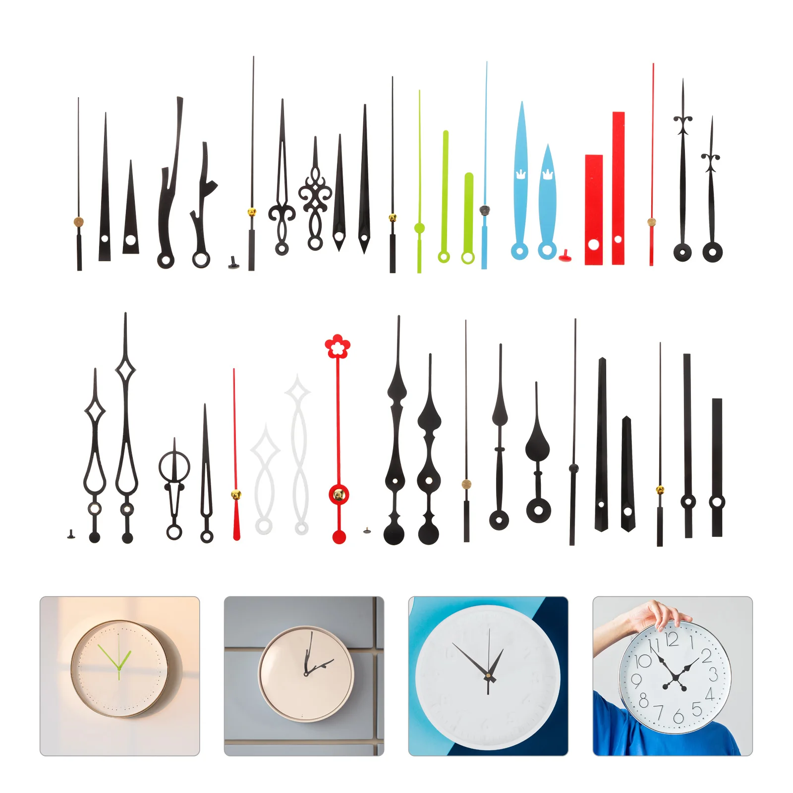 

15 set Wall Movement Replacement Hands For Clock Repair Parts Plastic Mute Hands For Diy Repair Clock Accessories Kit
