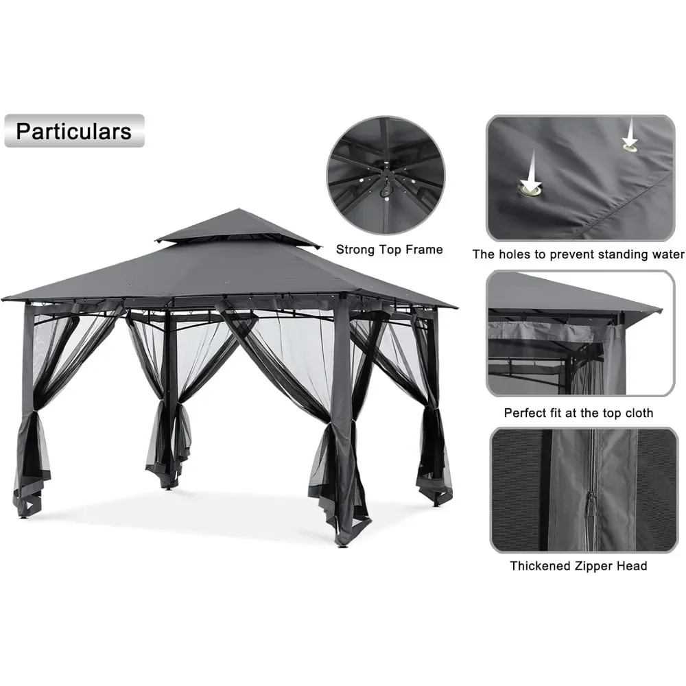 Imagem -05 - Gazebo para Pátio com Estrutura de Aço Estável e Paredes Garden Gazebo 8x8