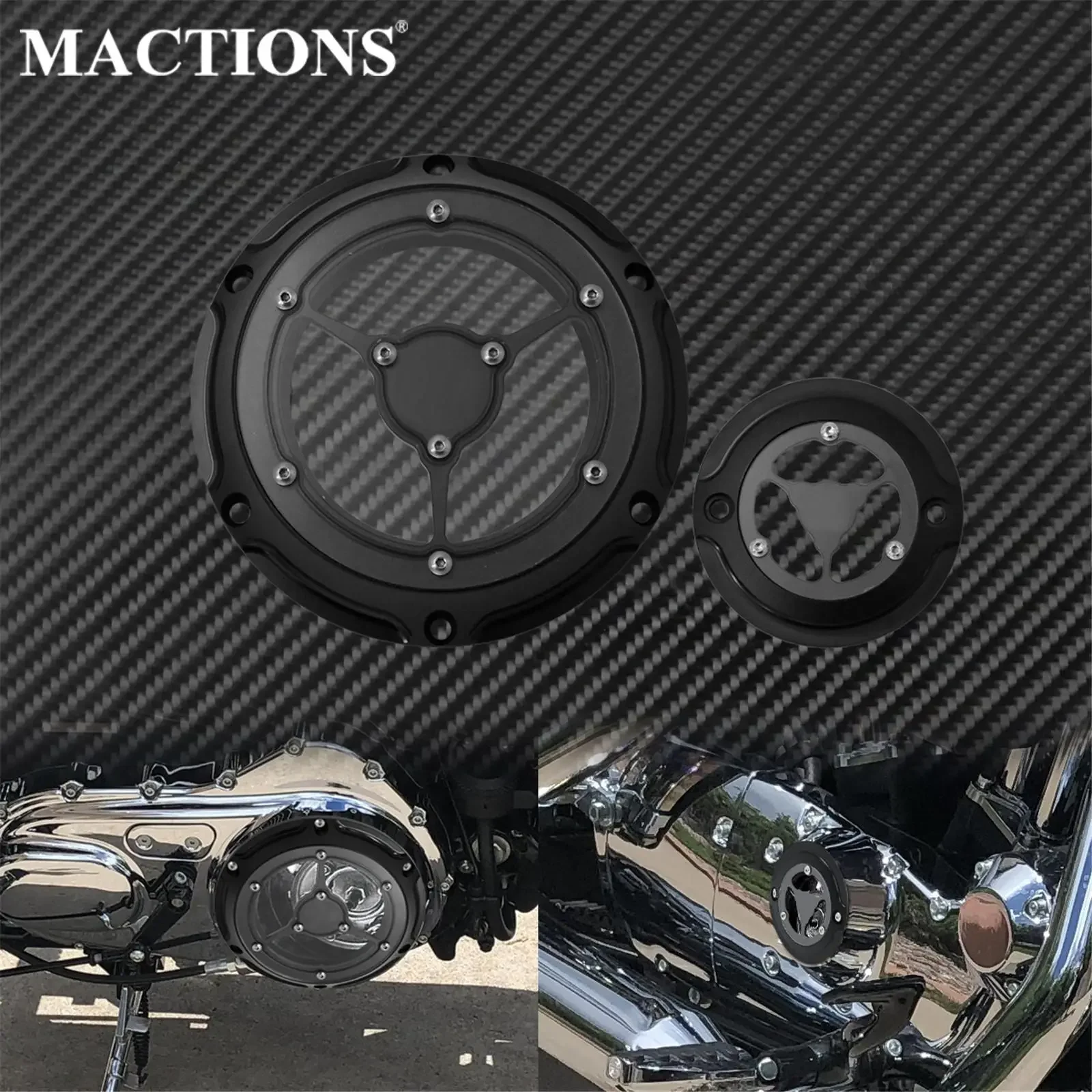 Motorcycle CNC 6 Holes Derby Timer Timing Clutch  Cover Set Black For Harley Sportster XL 1200 883 48 72 Custom Roadster 2004-17