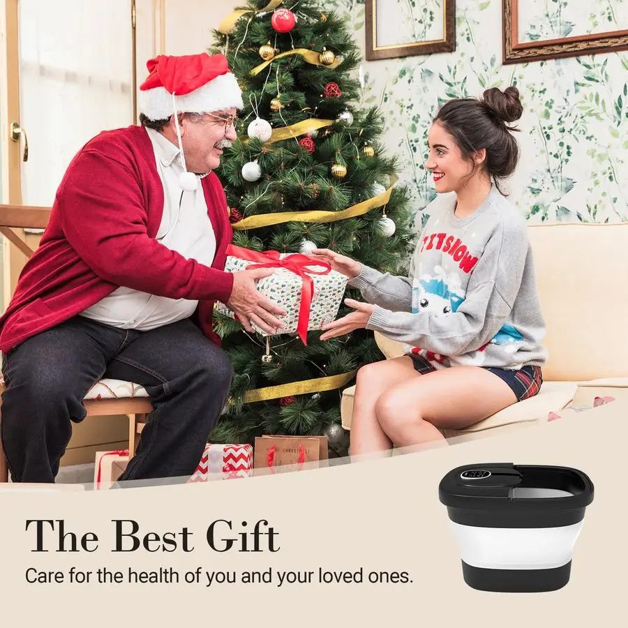 เครื่องนวดสปาแช่เท้า รุ่นปี 2025 อัพเกรด พร้อมระบบทำความร้อนหมุนเวียน, ลูกบอลนวดชิอัตสึแบบมีมอเตอร์, อ่างแช่เท้าสำหรับทำเล็บเท้า พร้อมระบบนวด