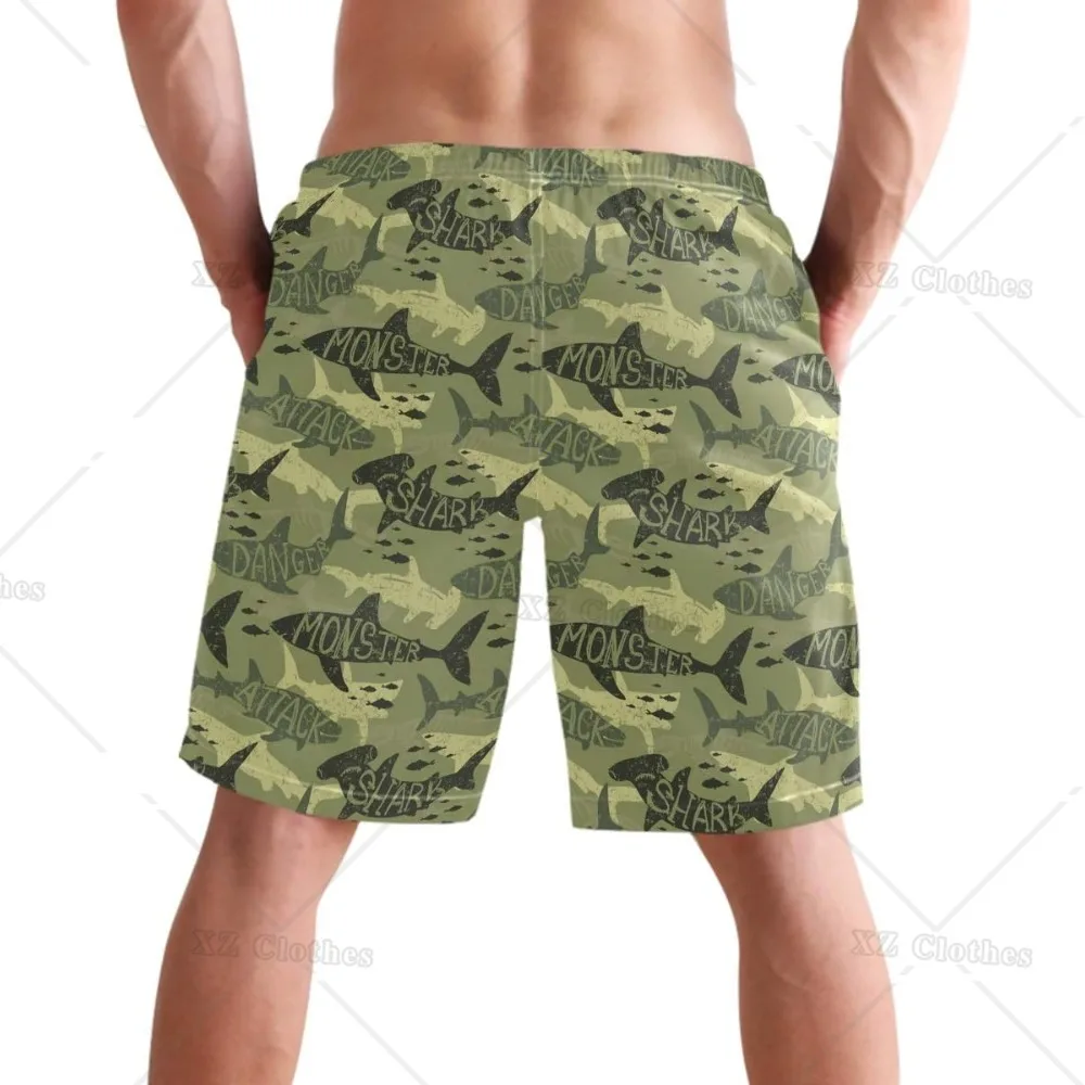 Men's Novelty Shorts Shark Beach Shorts Quick Dry Swimwear Sports Running Swim Board Shorts Bathing Suit