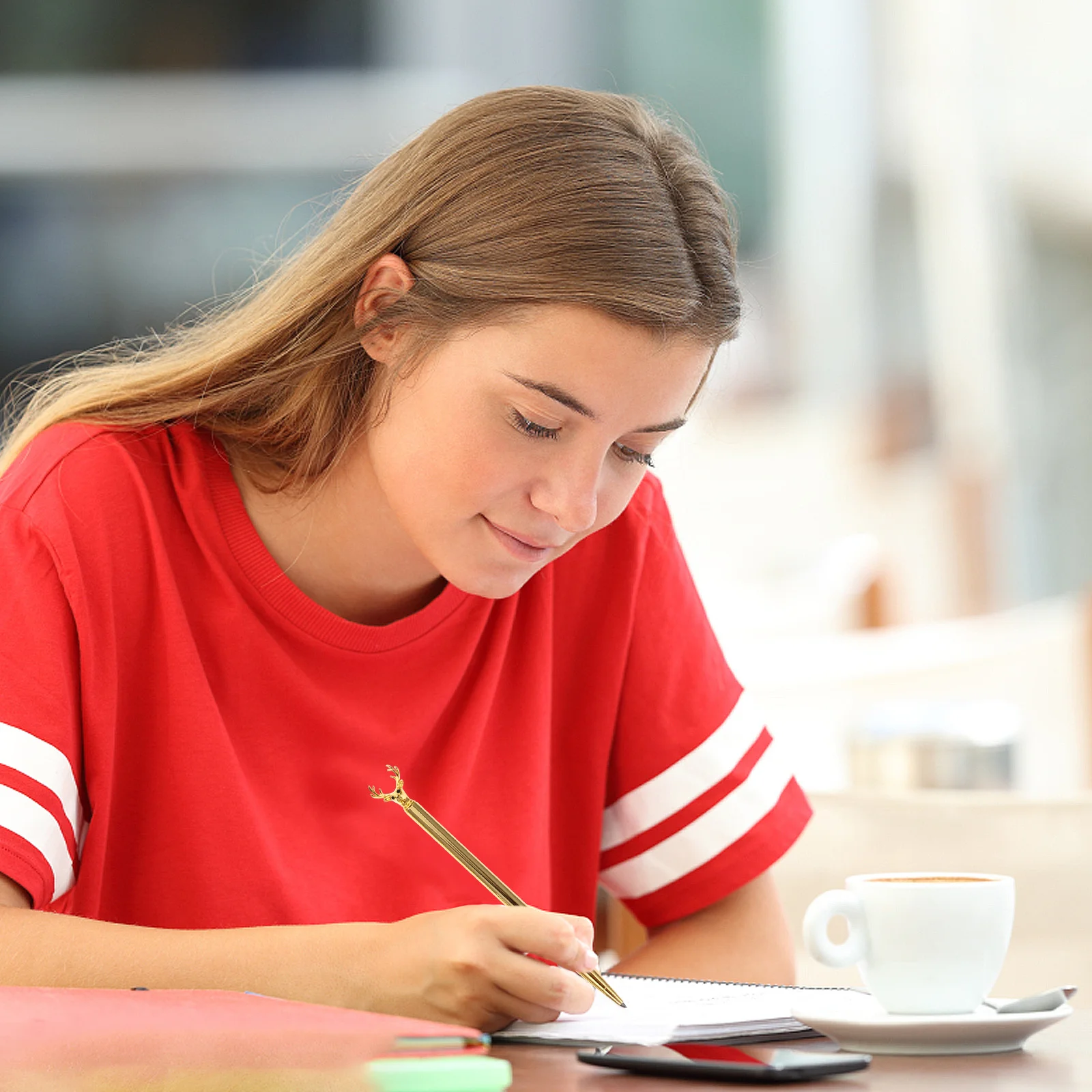 

4Pcs Elk Design Metal Ballpoint Pen Creative Smooth Writing Pens for Students Gifts School Party Office Ballpoint Pen