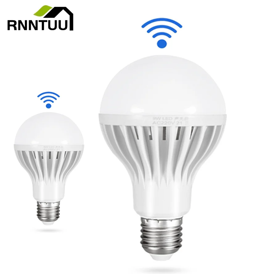 RnnTuu Smart Sound Sensor Bombillas LED Bulb E27 3W 5W 7W 9W 12W Induction lamp AC 220V Stair Hallway light