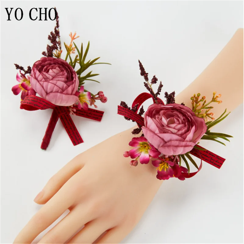 2pc Bouton nieres Blumen künstliche Rosen Seide lila weiße Corsage Knopfloch Trauzeugen Bouton niere für Männer Hochzeit Accessoires