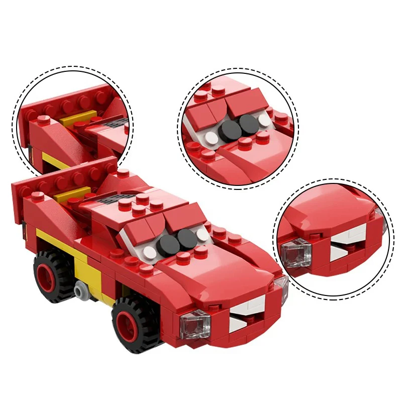Animation Film Geschwindigkeit Sport Auto McQueen Baustein MOC Mutated Monster Lightning Racing Modell DIY Kinder Spielzeug Geburtstag Geschenk
