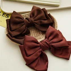 Satin Coffee Color Hairgrips Big Bow Hairpin For Women Girls Satin Trendy Ladies Hair Clip New Cute Barrette Hair Accessories