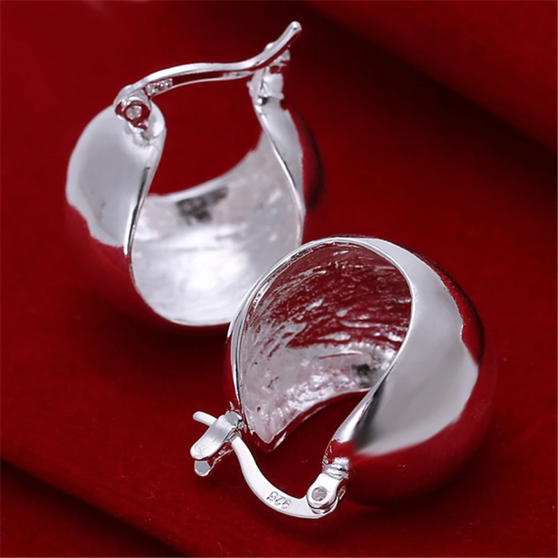 SAIYE 925 Sterling Silver Smooth Egg Shape Hoop Earrings Cute Romantic Jewelry For Women Wedding Party Gift Wholesale