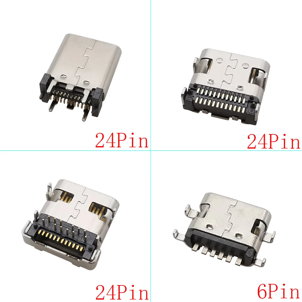 10Pcs USB Typ-C 2/6/16/24Pin Weibliche Lade Port Jack Stecker SMD SMT PCB USB-C Buchse Löten Typ Adapter DIY – Detail 3