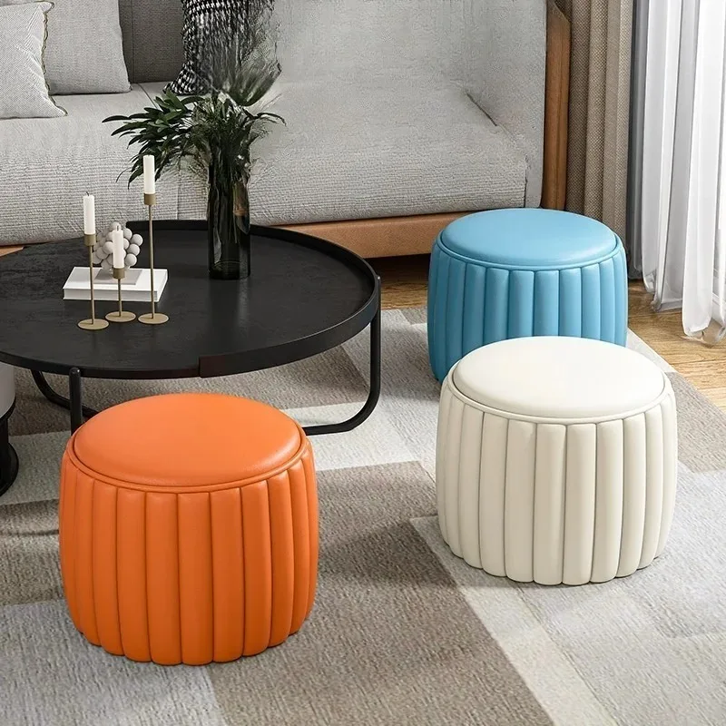 Soft Cushion Pumpkin Stool Versatile Footrest Bench for Living Room Entryway Use