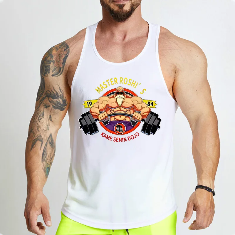 Anime Dragon Ball Quick Dry Gym Tank Top Men Bodybuilding Fitness Sleeveless Shirt Summer Outdoor Sports Training Vest Clothing