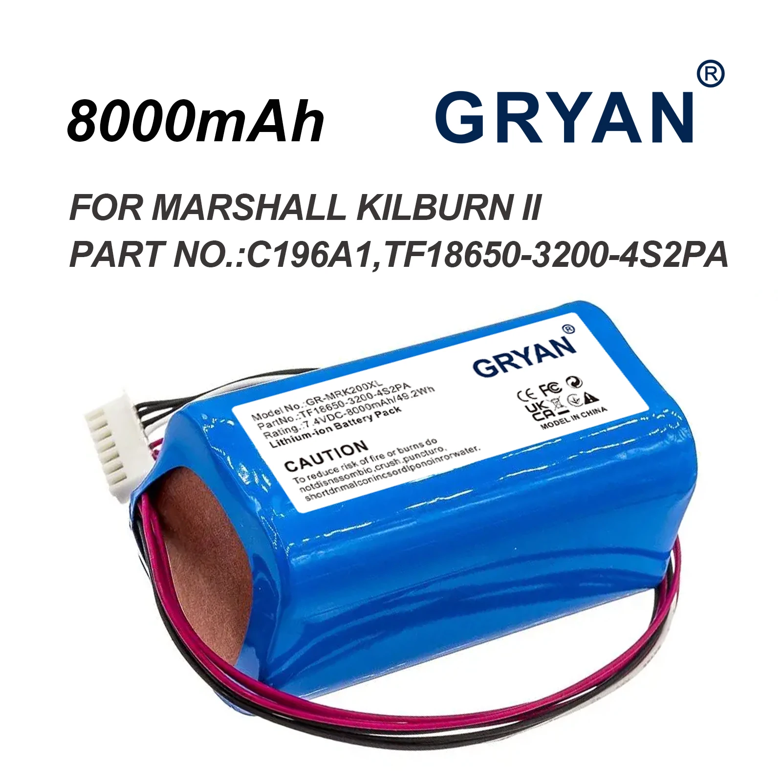 

Аккумулятор GRYAN 8000 мАч C196A1, TF18650-3200-4S2PA для Marshall Kilburn II, Kilburn II V2
