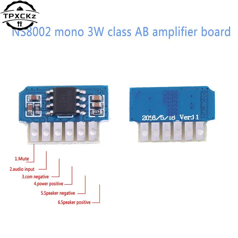 Mini placa amplificadora de Audio, módulo de amplificador de Audio de un canal, alta calidad, DC 3V, 3,7 V, 5V, Clase AB Mono, 3W