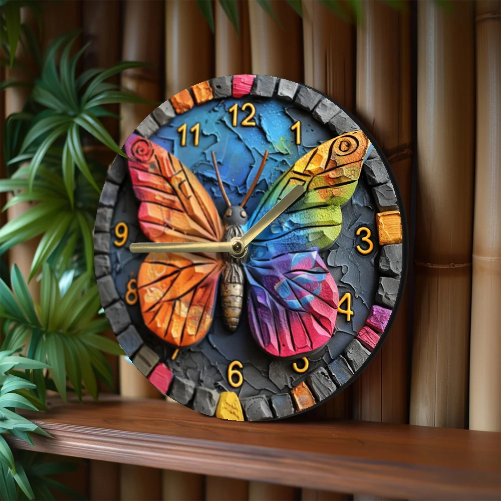 1 Piece Of 8-Inch (20X20 Cm) Silent Circular Wall Clock With Quartz Movement Living Room, Home
