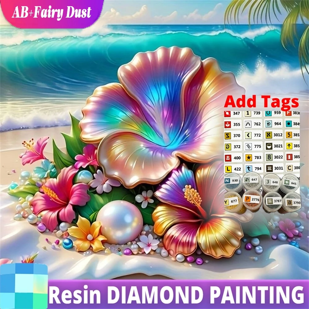 

Resin AB Fairy Dust New Arrival Diamond Painting Flower Needlework Mosaic Seasdie Landscape DIY Embroidery Decor For Home