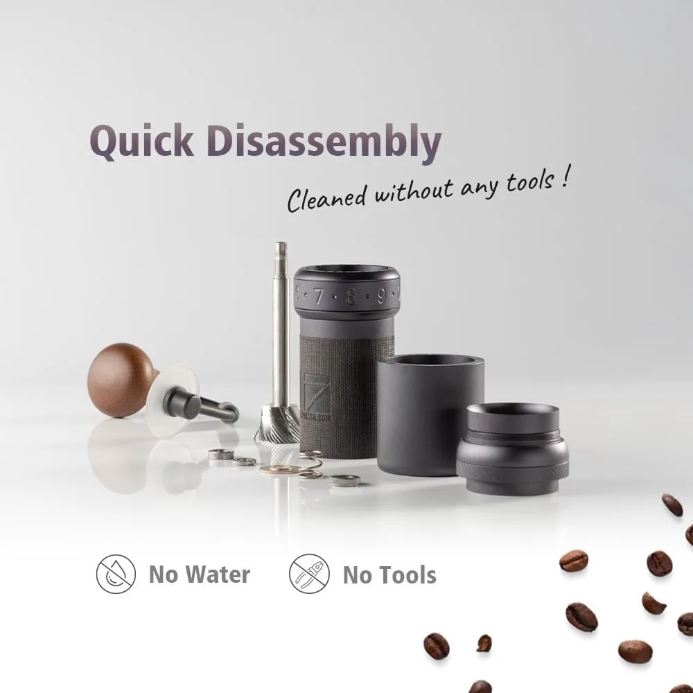 

Manual Coffee Grinder Silver with Carrying Case,Foldable Handle, Numerical External Adjustable Setting