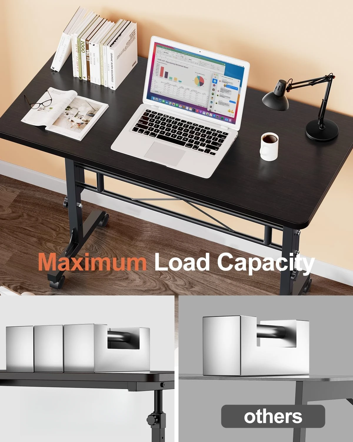 Meja Berdiri Seluler dengan Roda, Meja Bergulir Portabel Meja Komputer Kecil, Meja Laptop Portabel Meja Berdiri