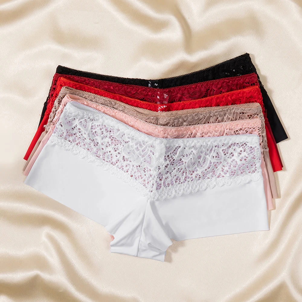 6Pcs/Set Sexy Lace Panties for Woman Boxers Perspective Lace Hollowed Underwear Comfort Lingerie Safety Shorts Boyshorts Woman