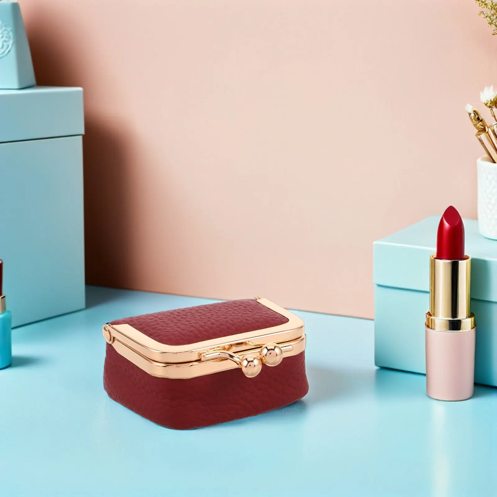 

Mini Kiss Lock Travel Jewelry Box Vintage Style Compact Organizer Case for Rings Earrings Coins Portable Jewelry Storage Box