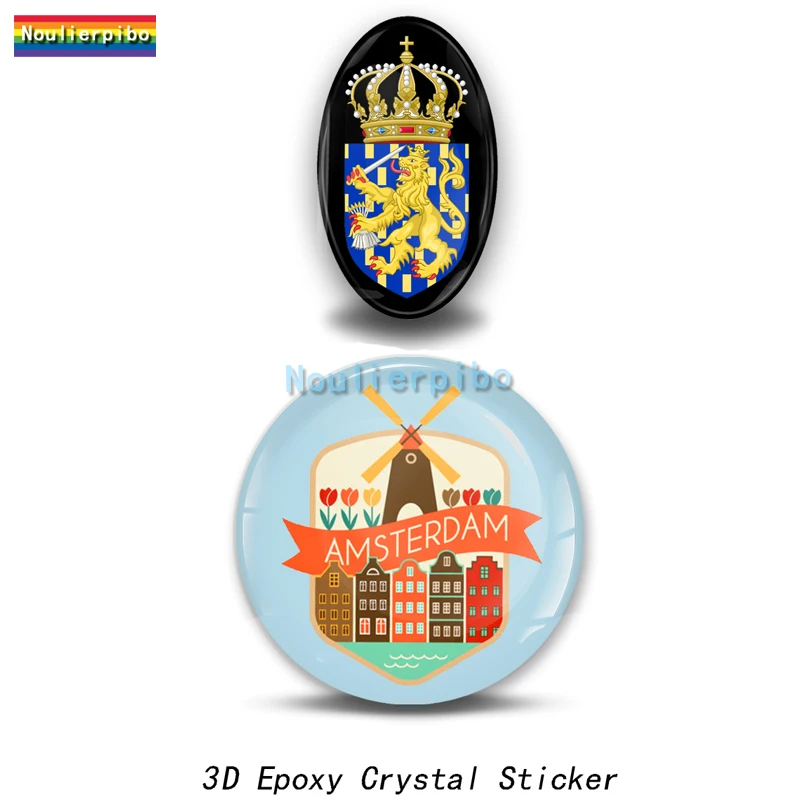 

3D Epoxy Resin Car Dome Sticker Netherlands Flag National Emblem Map PVC Car Motorcycle Mobile Phone Laptop Vinyl Stereo Decal