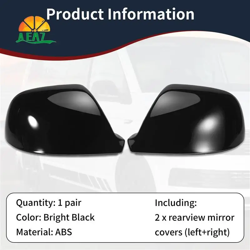 

AEA7-Mirror Covers Car Side Rearview Wing Mirror Replacement Shell Caps For-VW Transporter T5 T5.1 T6 2010-2019