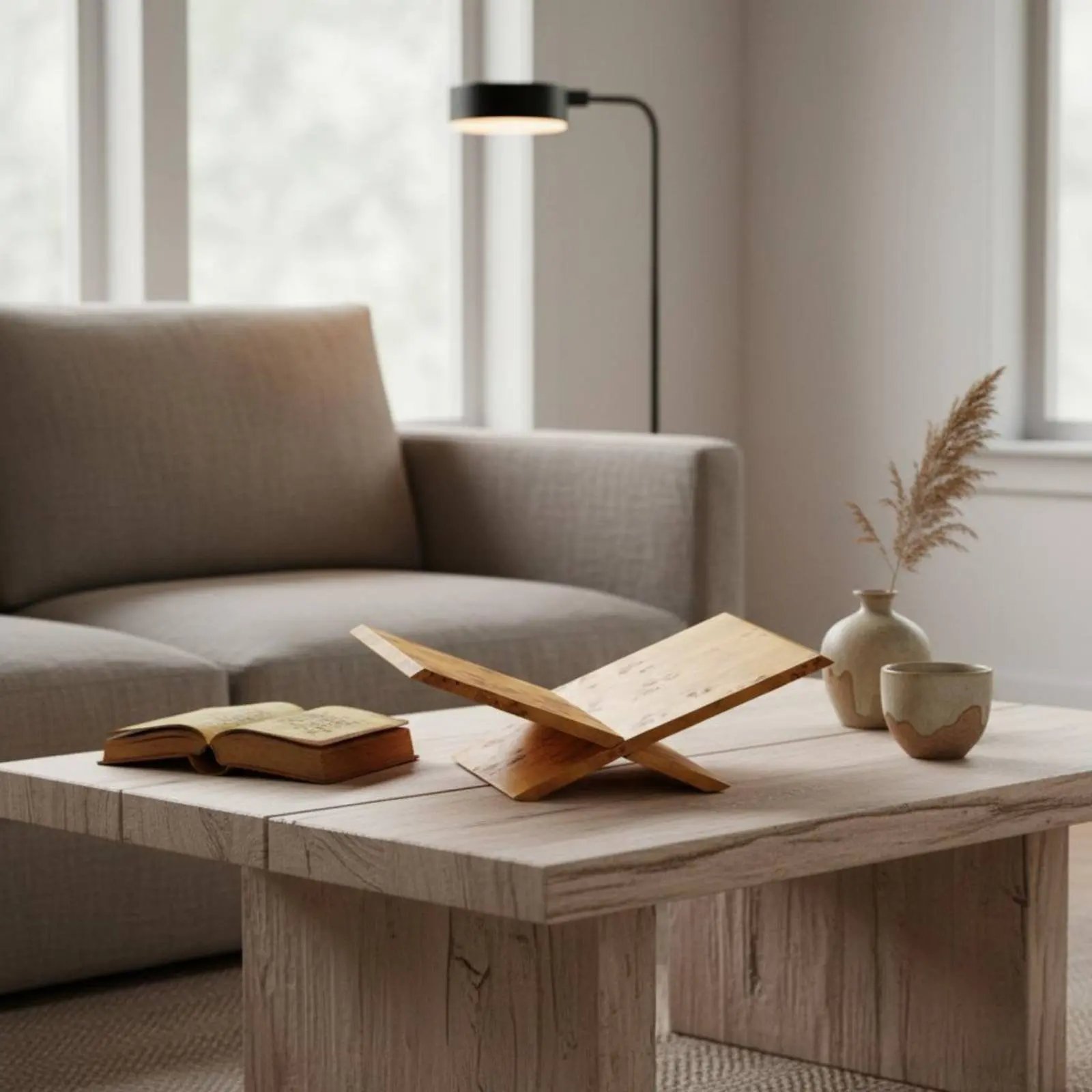 

Cross Book Stand Wabi-Sabi Design X-Frame Book Stand Wood Display Rack Rustic Home Decor Vintage for Model Room, Sales Office