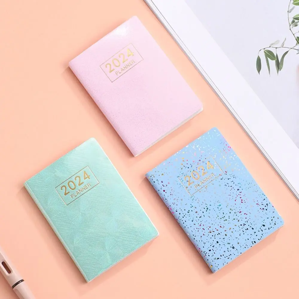 2024 A7 Mini Portable Dazzling Colorful Agenda Book Diary Weekly Planner Notebooks To Do List English Notepad