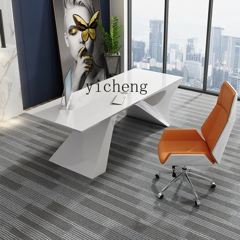 W23-white paint consulting table boss table talks about beauty salon desk home computer tables and chairs.